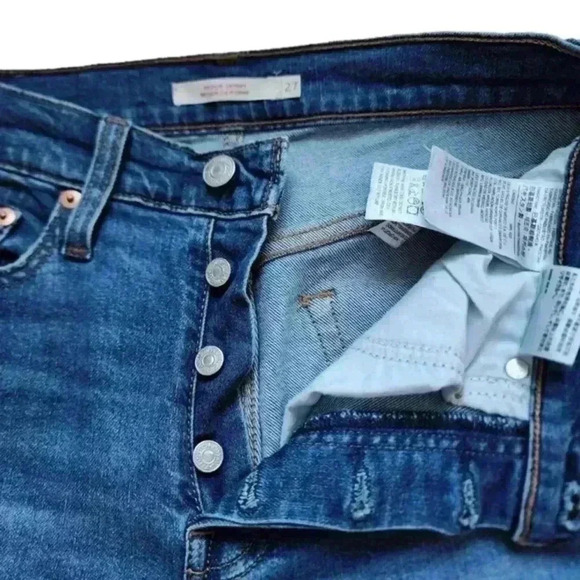 Levi's Wedgie Fit Skinny Jeans Devil Medium Wash Blue Button Fly Women's size 27 - Picture 7 of 15